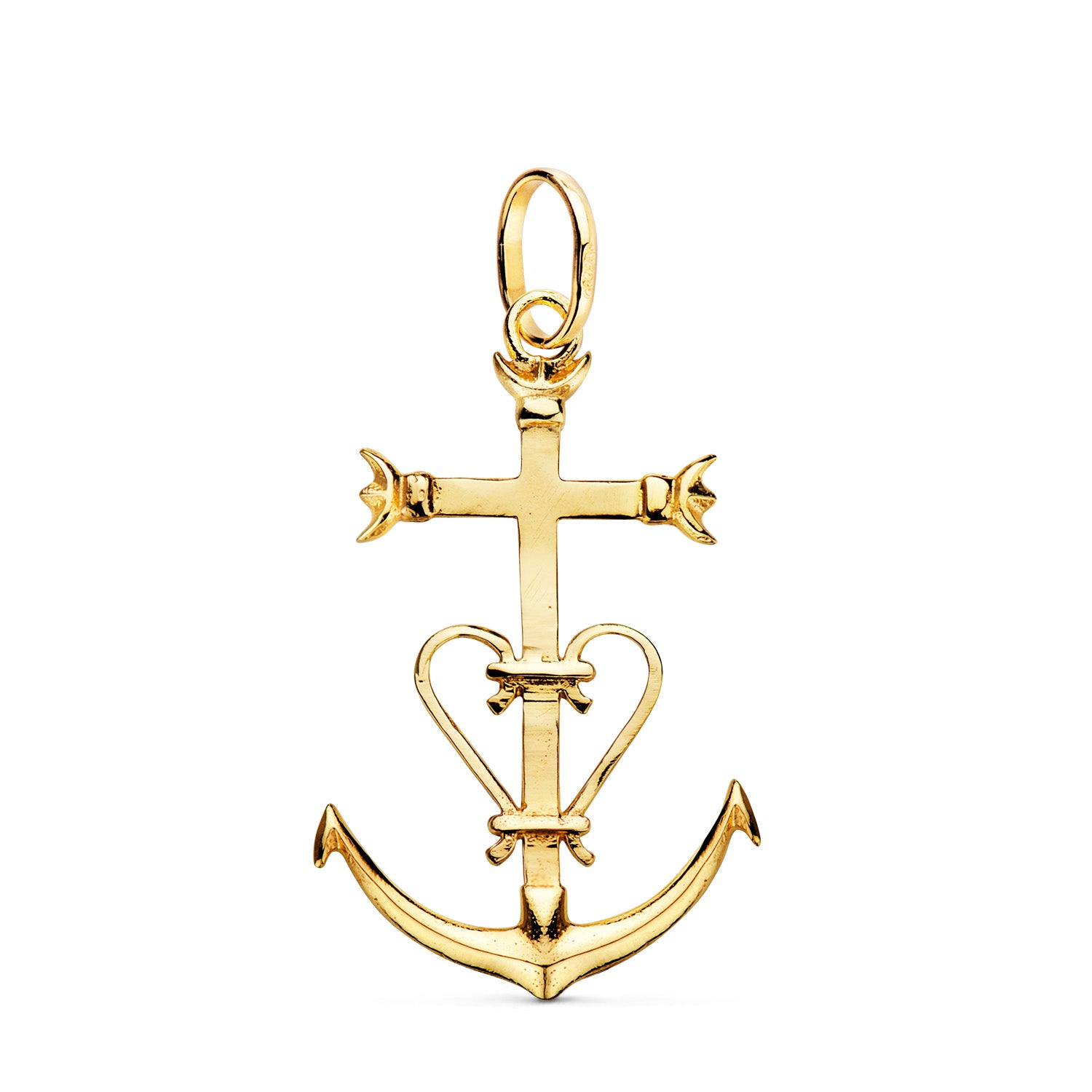 Pendentif Croix de Camargue Or Jaune 18K 32 X 20 mm