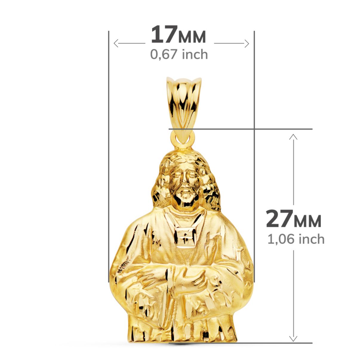 Pendentif Or Jaune 18K Christ Medinaceli Silhouette 27 X 17 mm