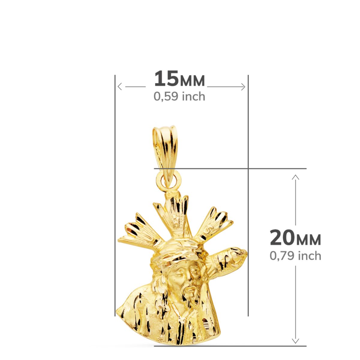 Pendentif Christ de Grande Puissance Silhouette Or Jaune 18K 20X15 mm