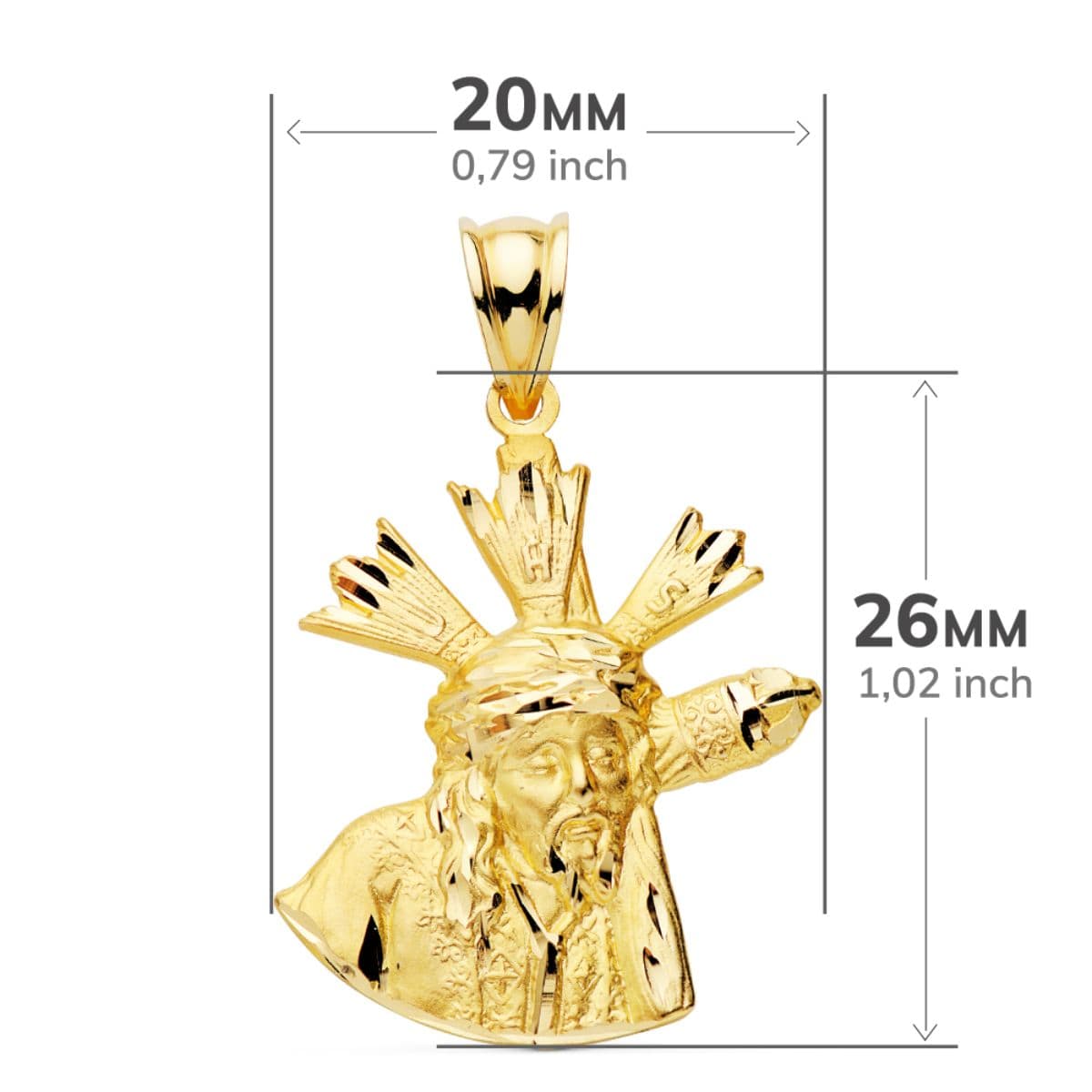 Colgante Silueta Cristo Gran Poder Oro Amarillo 18K 24X20 mm