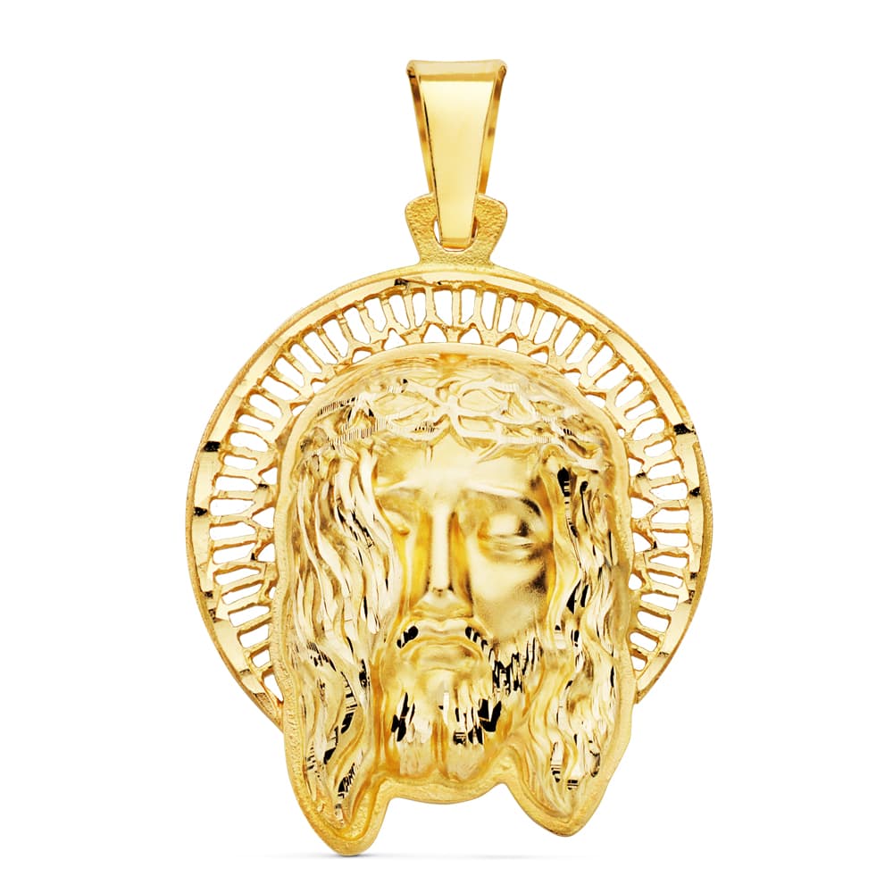 18K Halolu İsa Kolye 29X25MM