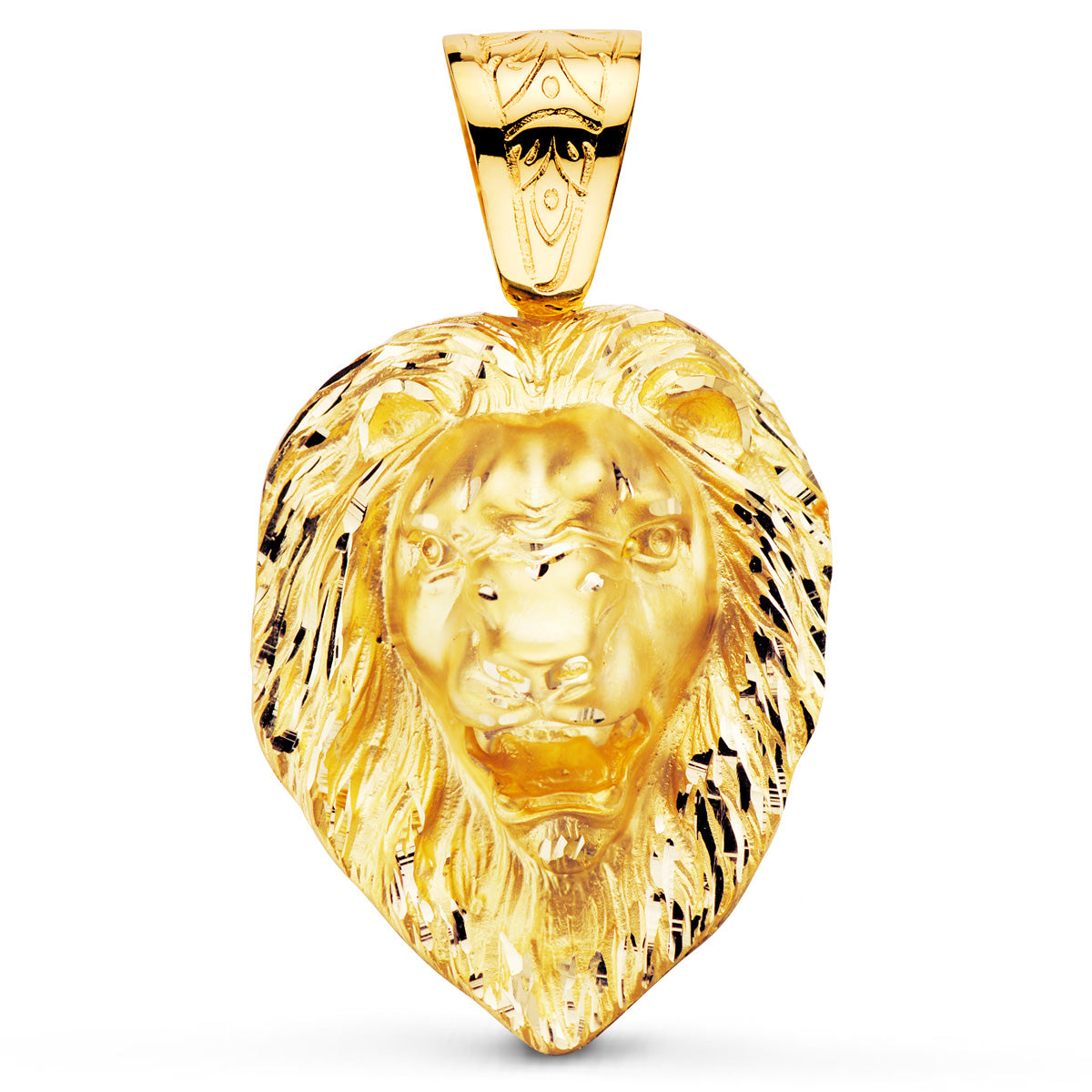Přívěsek obřího lva vyřezávaný z 18K žlutého zlata 66X56 mm