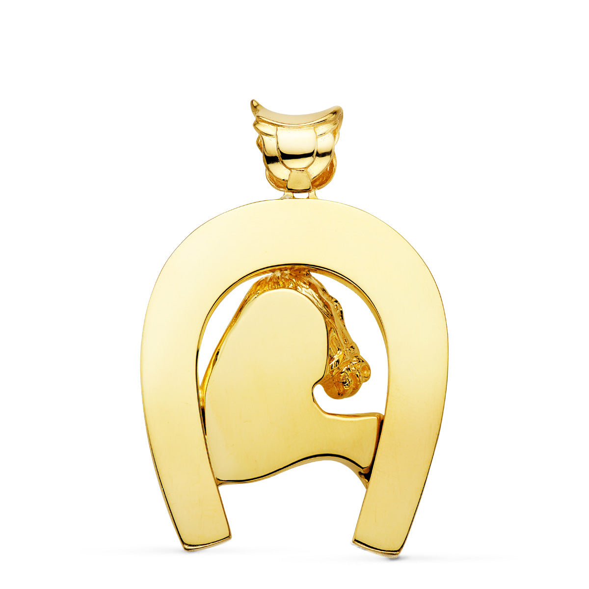 18K přívěsek podkovy s koněm 48X40 mm