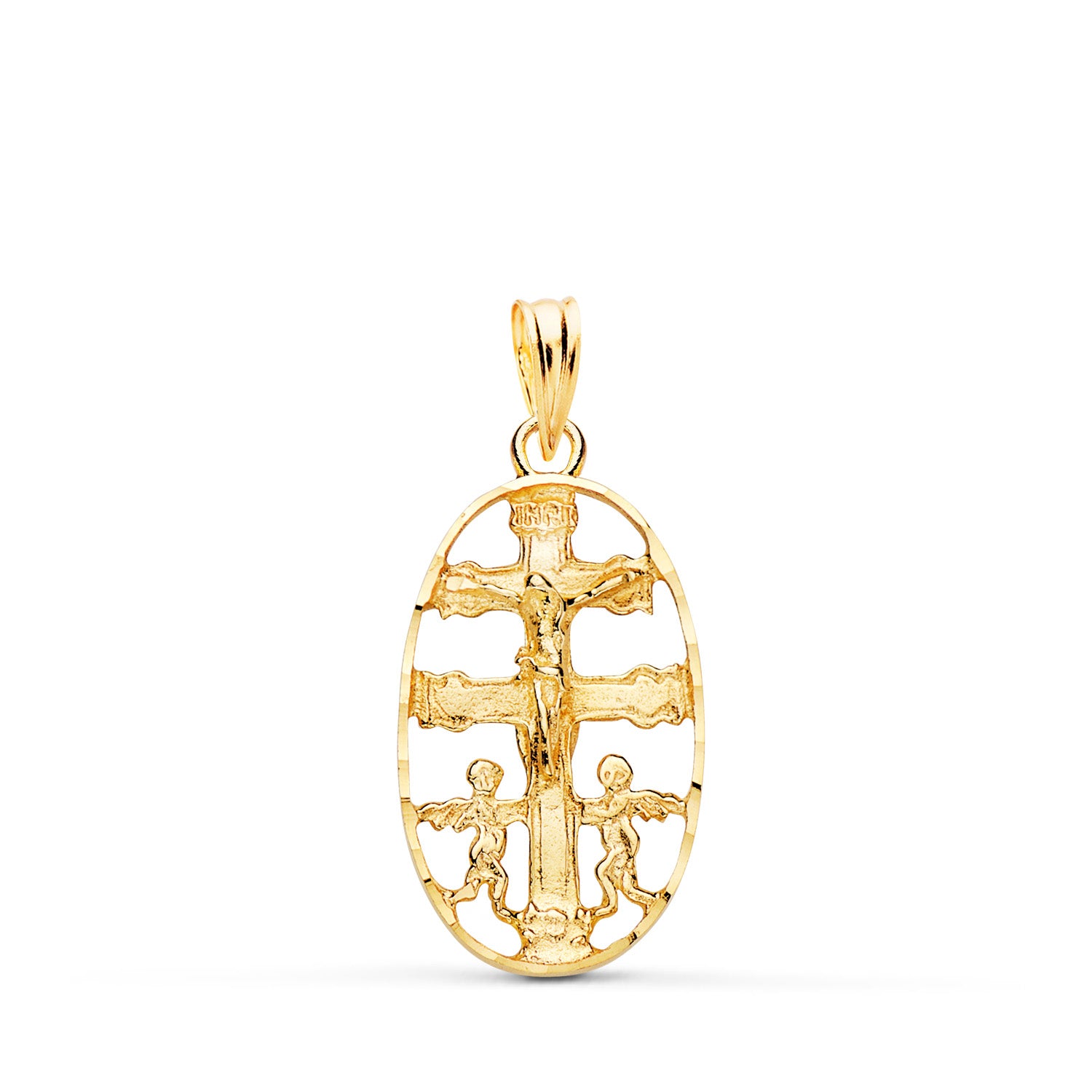 18K gulguld Caravaca Cross Oval 25 X 13 mm