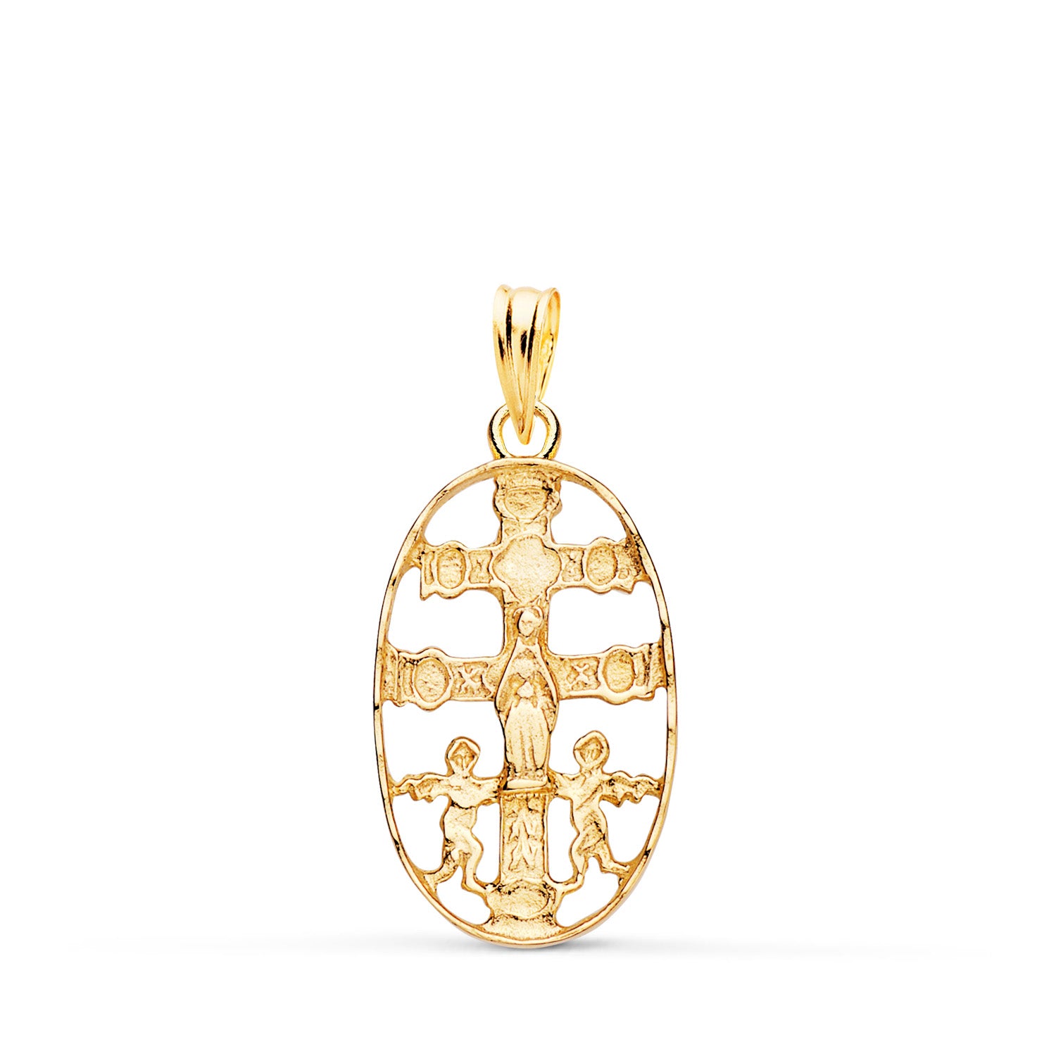 18K gulguld Caravaca Cross Oval 25 X 13 mm