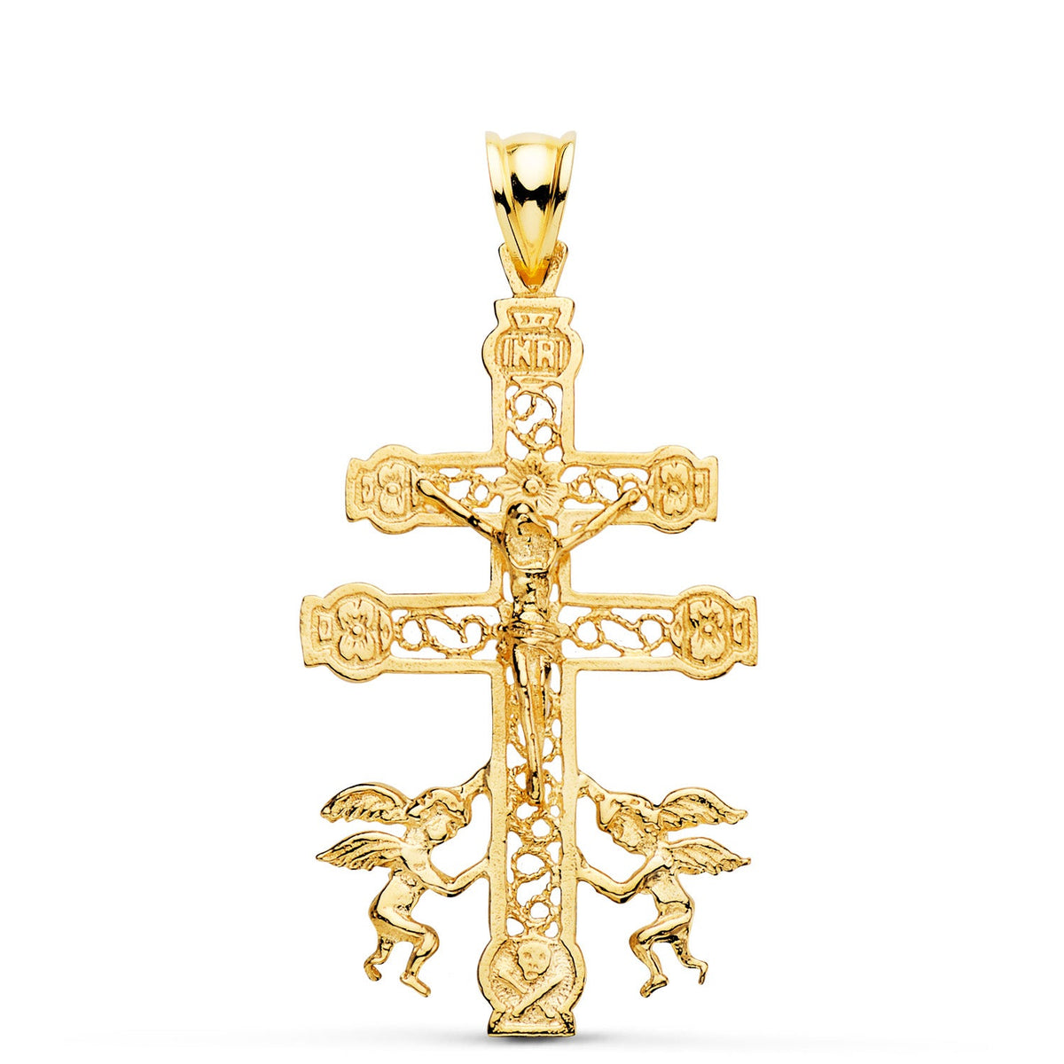 Pendentif Croix de Caravaca filigrane Or 18 carats – 40 mm