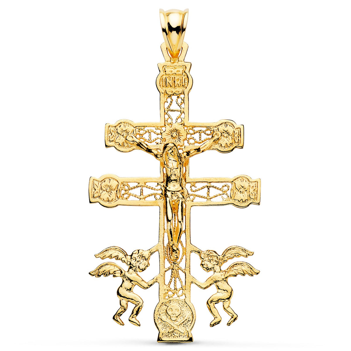 Pendentif Croix de Caravaca filigrane Or 18 carats – 45 mm