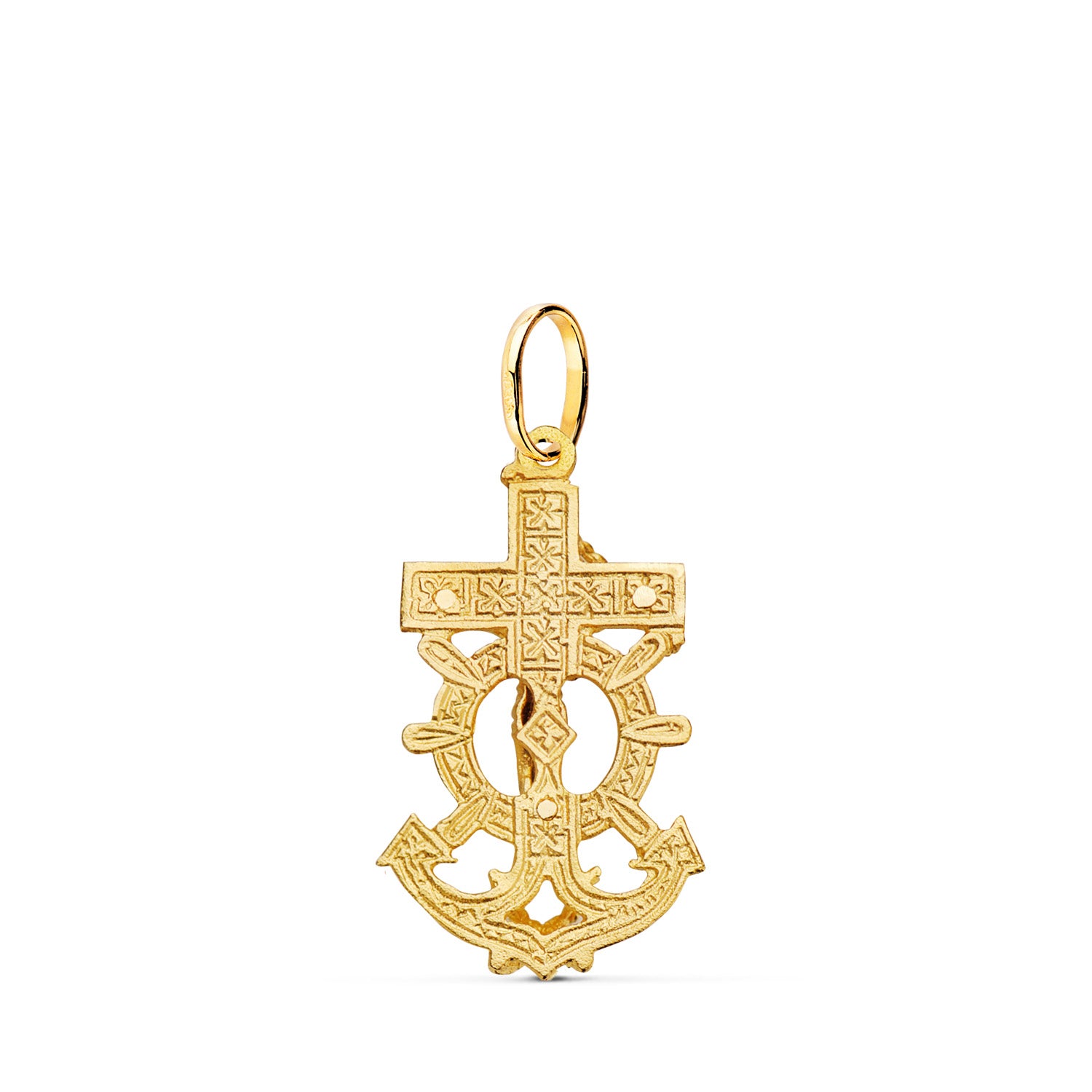 18K Pendentif Croix avec Christ 28X16 mm