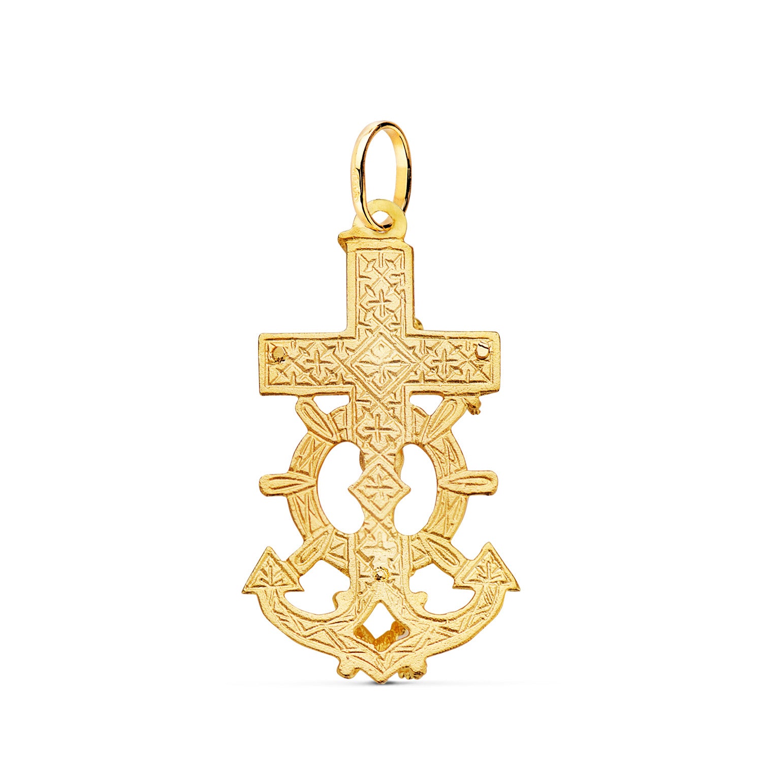 18K Pendentif Croix avec Christ 35X20MM