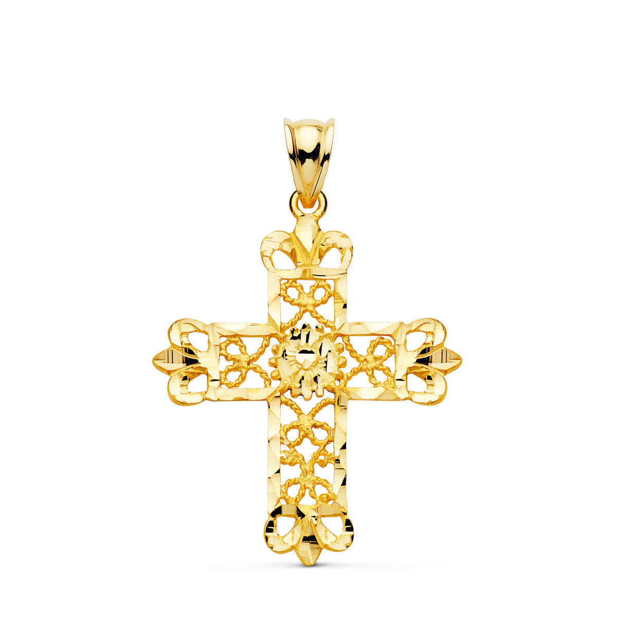 Croix filigrane Or jaune 18 carats – 30 mm