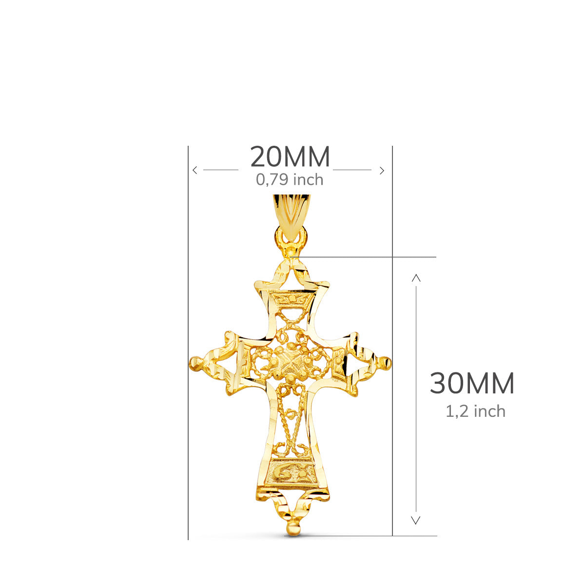 18K Telkari Haç Kolye Ucu. 30X20mm