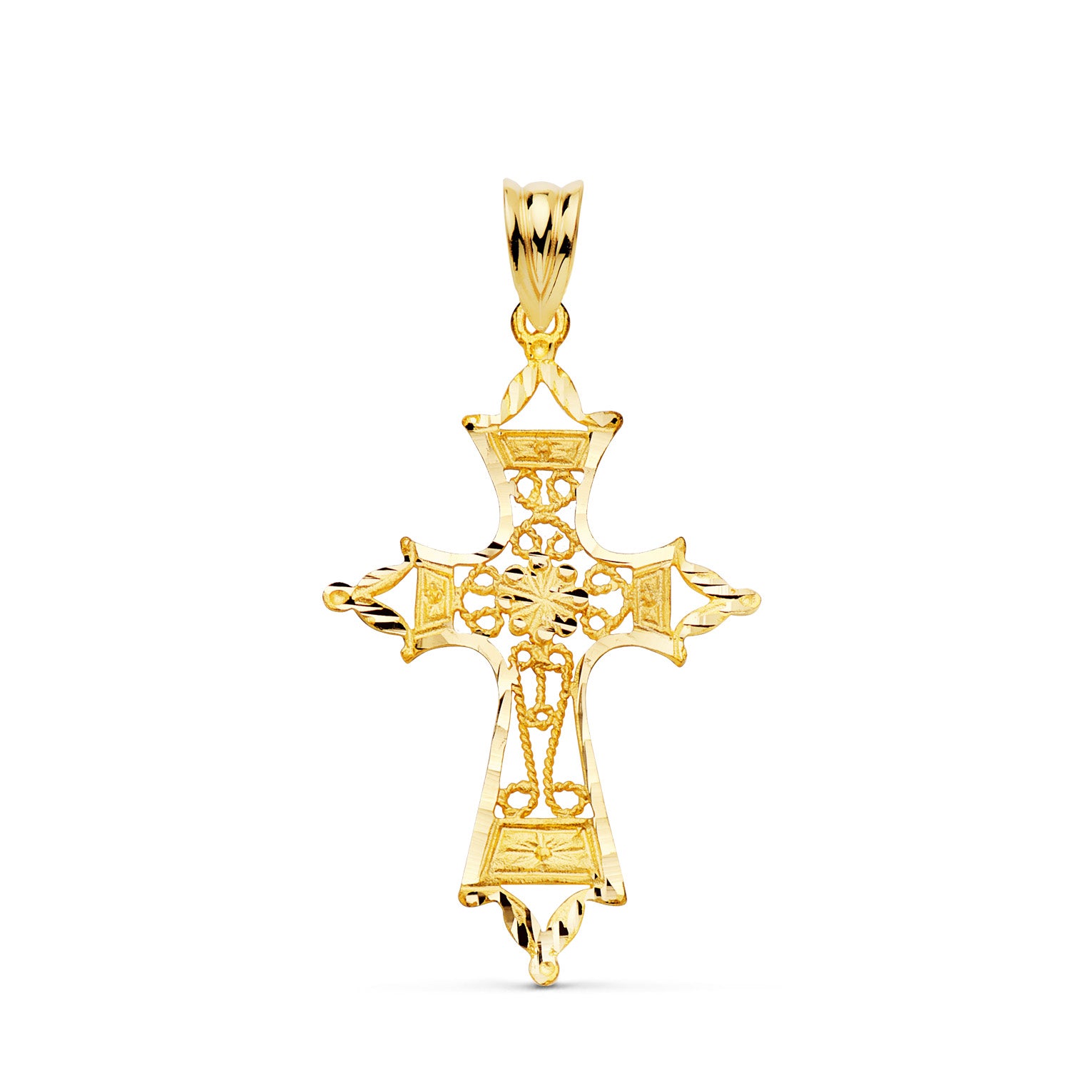 18K Filigran Cross Pendel 37X25 mm
