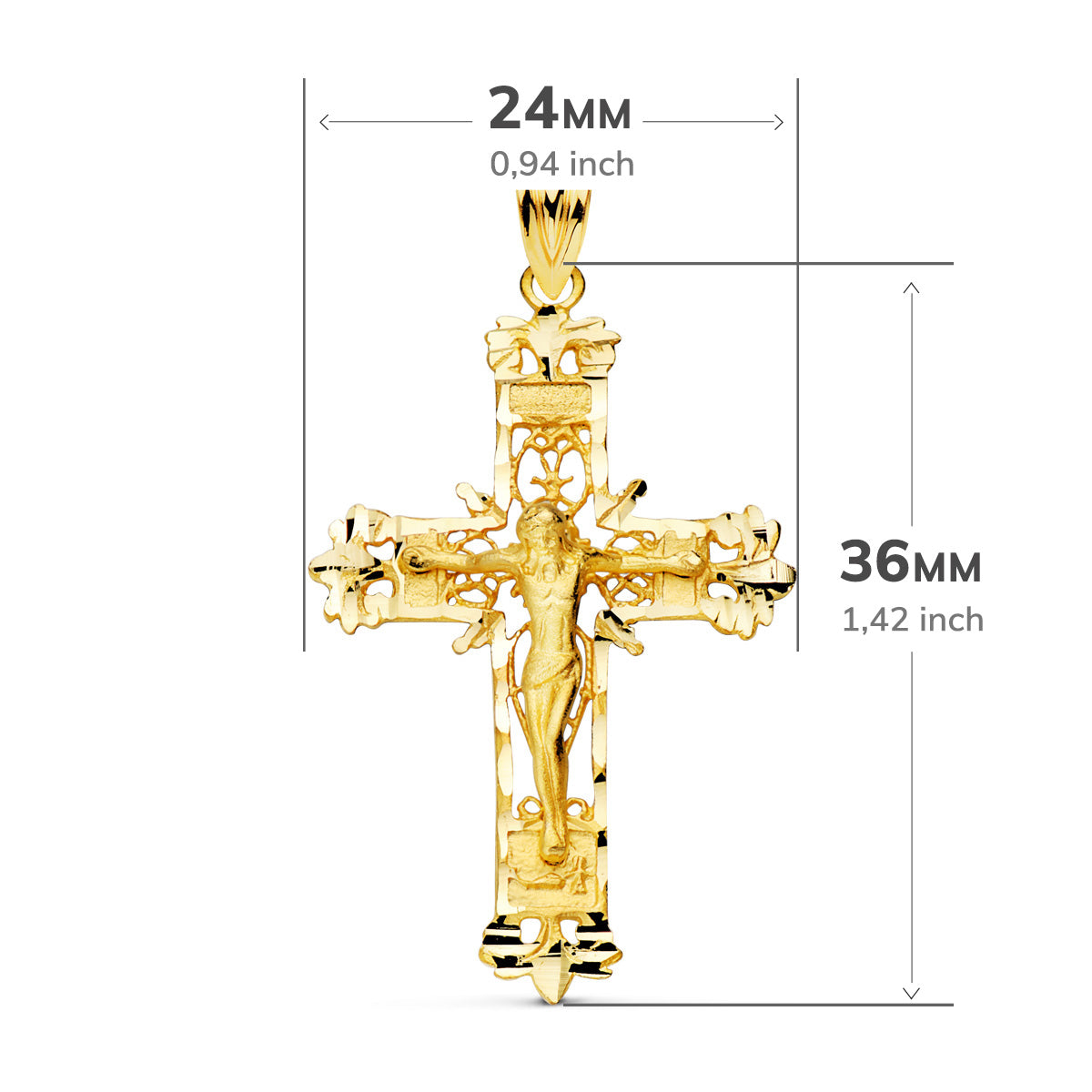 18K Filigran Cross Chrits Pendel 36X24 mm