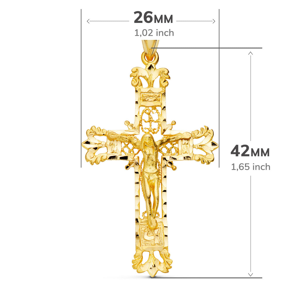 Pendente Cruz 18K com Cristo 42X27 mm