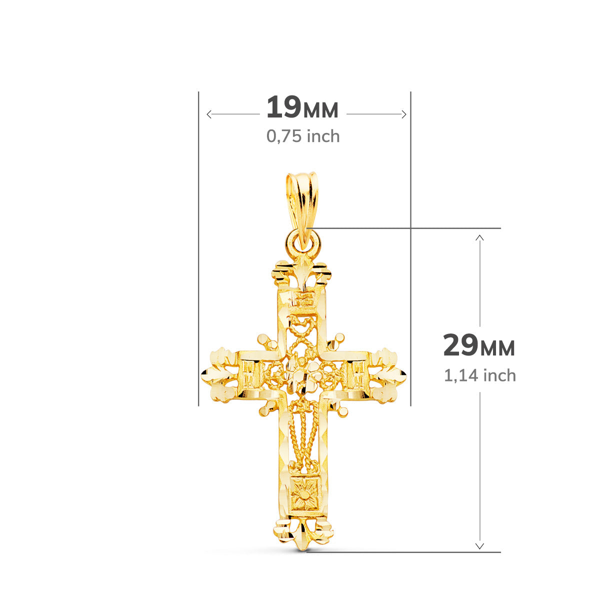 Pandantiv Cruce Filigran 18K 29X19 mm