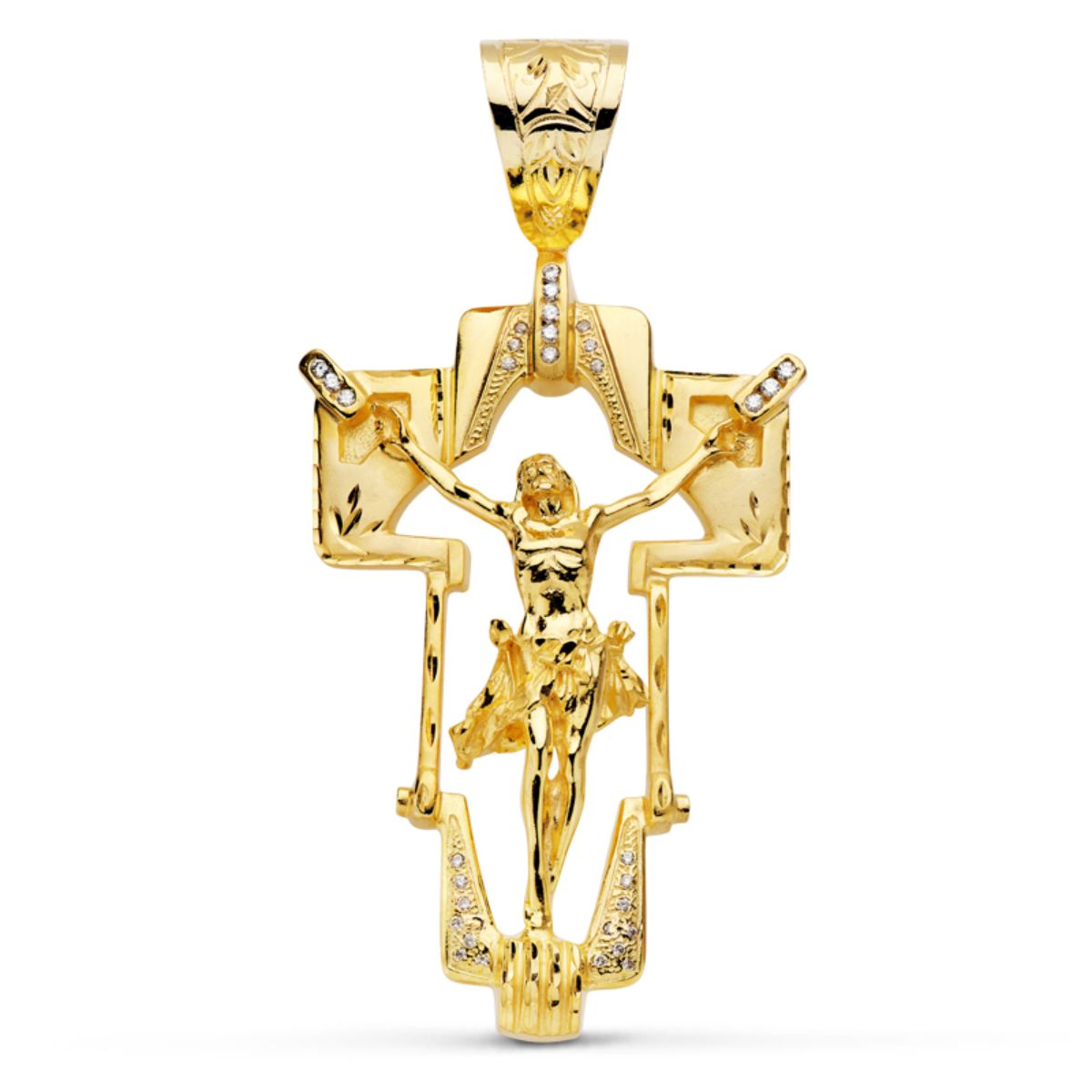 18K Pendentif Christ en Croix 77X50 mm
