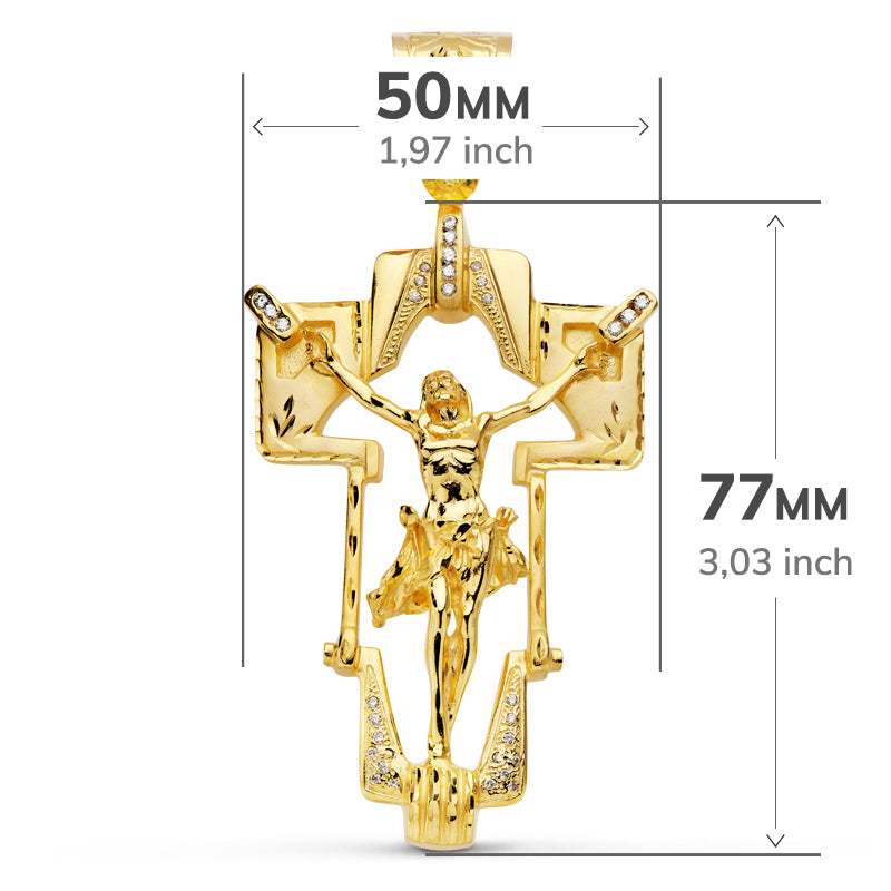 18K Pendentif Christ en Croix 77X50 mm