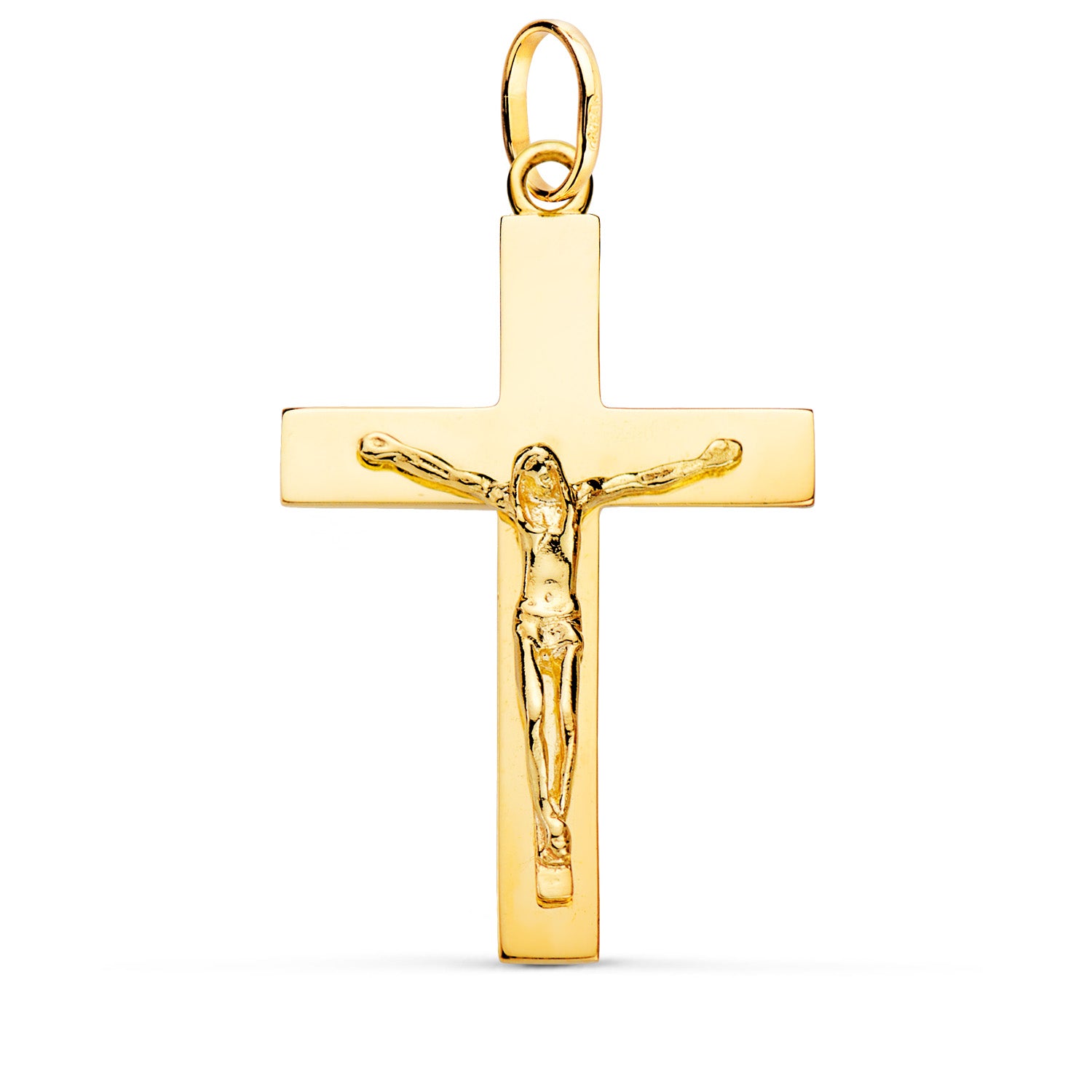 Kristi kors 18K gult guld solid rektangulär pinne 38 x 24 mm