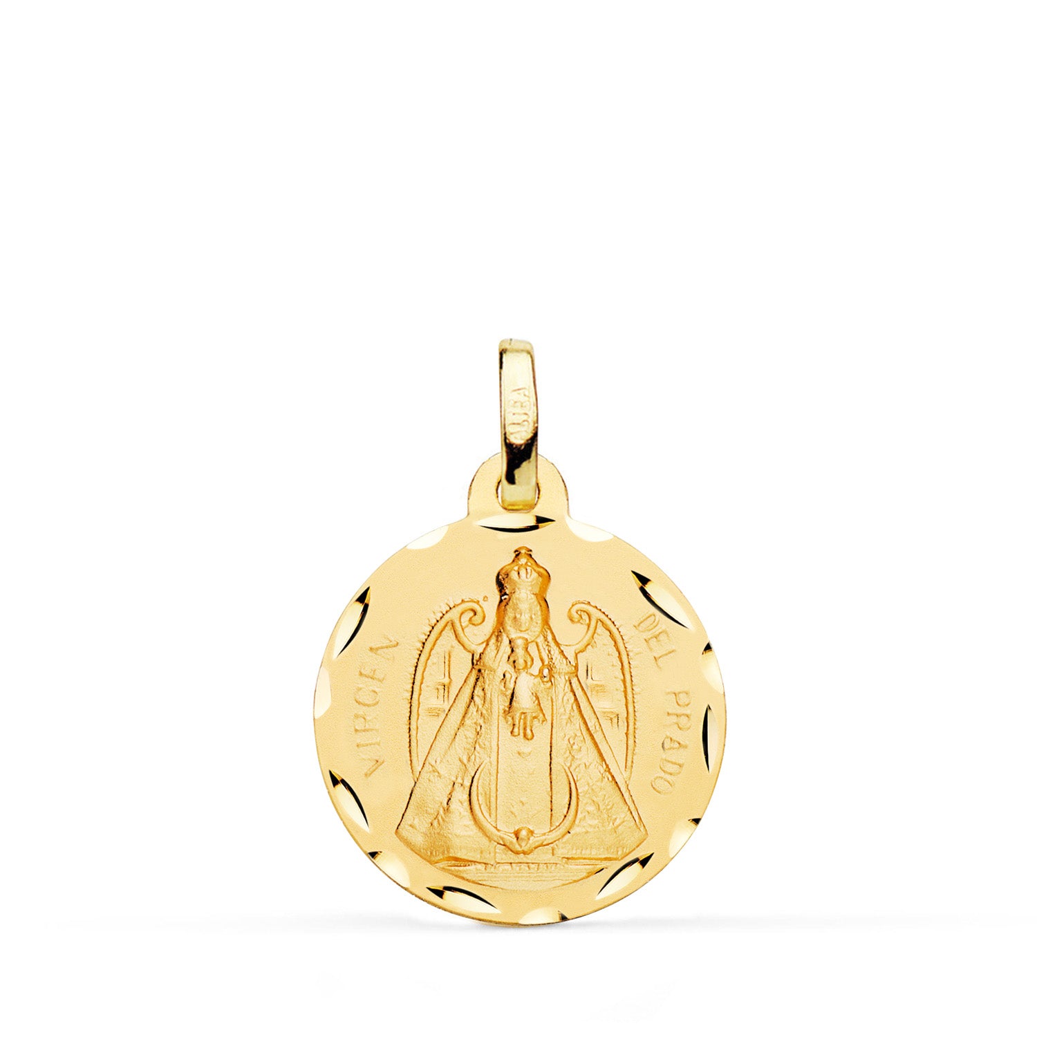 18K Médaille Or Jaune Vierge Prado 18 mm Facettée