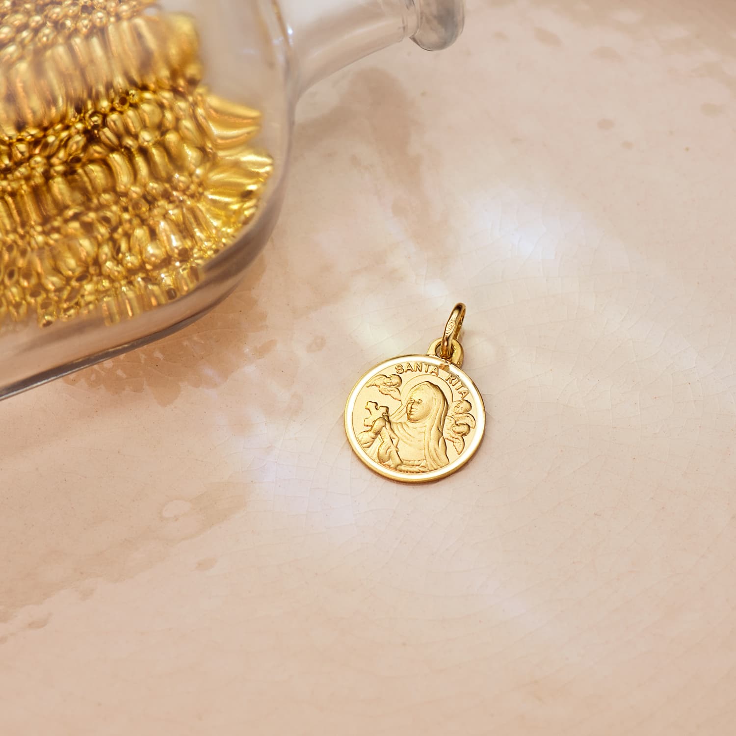 18K Saint Rita Medal 14MM