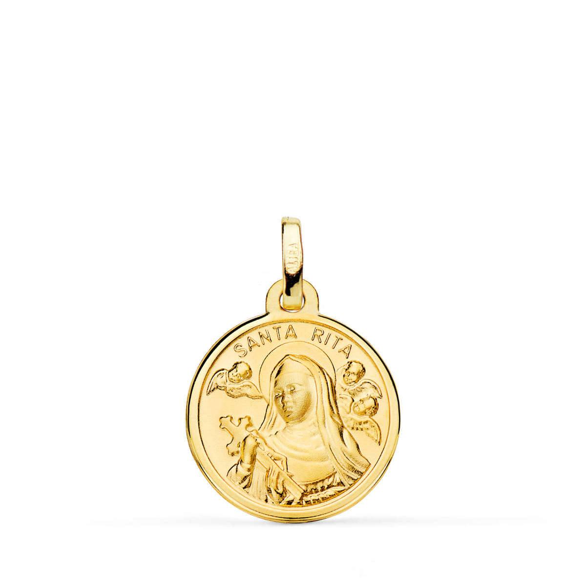 18K Yellow Gold Saint Rita Medal 16 mm
