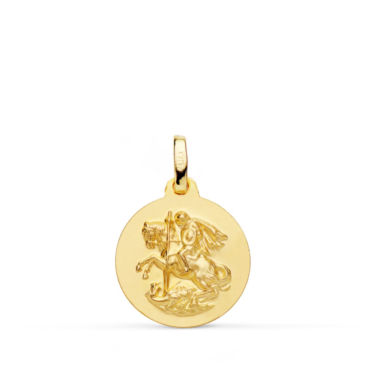 Médaille Saint George Or Jaune 18K Lisse Matisée 16 mm