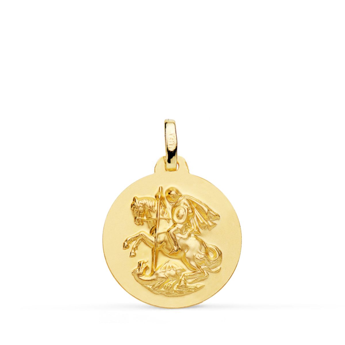 Medalla San Jorge Oro Amarillo 18K Mate Lisa 18 mm