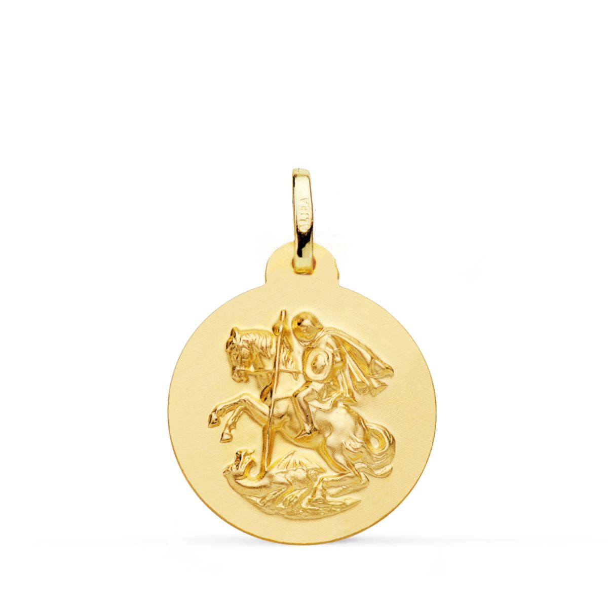 Médaille Saint George Or Jaune 18K Matisé Lisse 20 mm