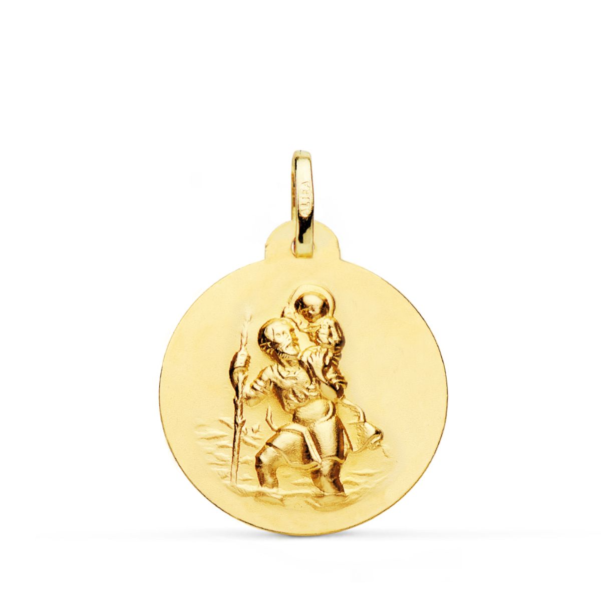 San Cristobal Smooth Matized Medal 18K Yellow Gold 22 mm