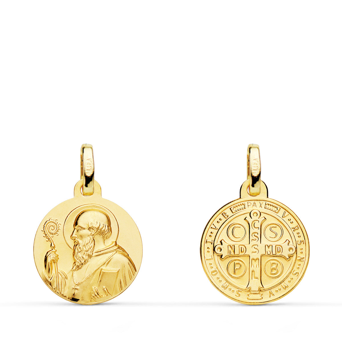 Médaille scapulaire Saint Benoît Or 18 carats – 14 mm