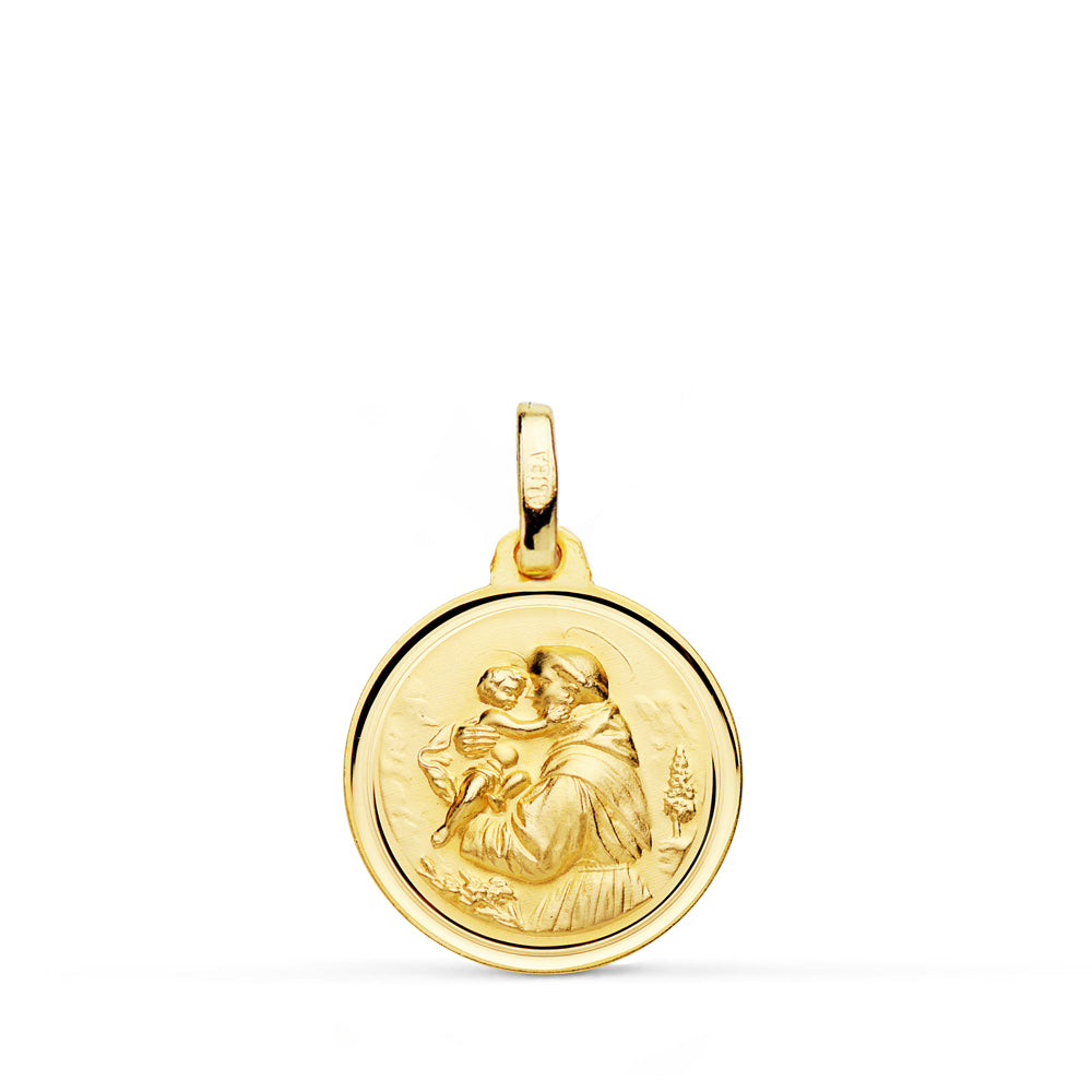 Medalla San Antonio de Oro Amarillo 9K Bisel 16 mm
