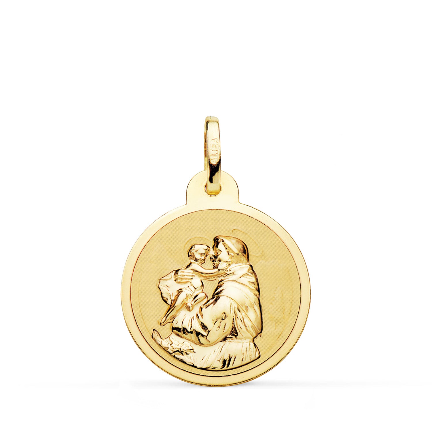 Ragyogó Saint Antoine-érem 18 K sárga arany 20 mm