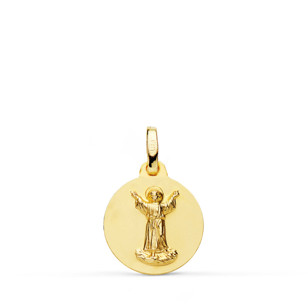 18K Gul Guld Medal Divine Child Plain 14 mm