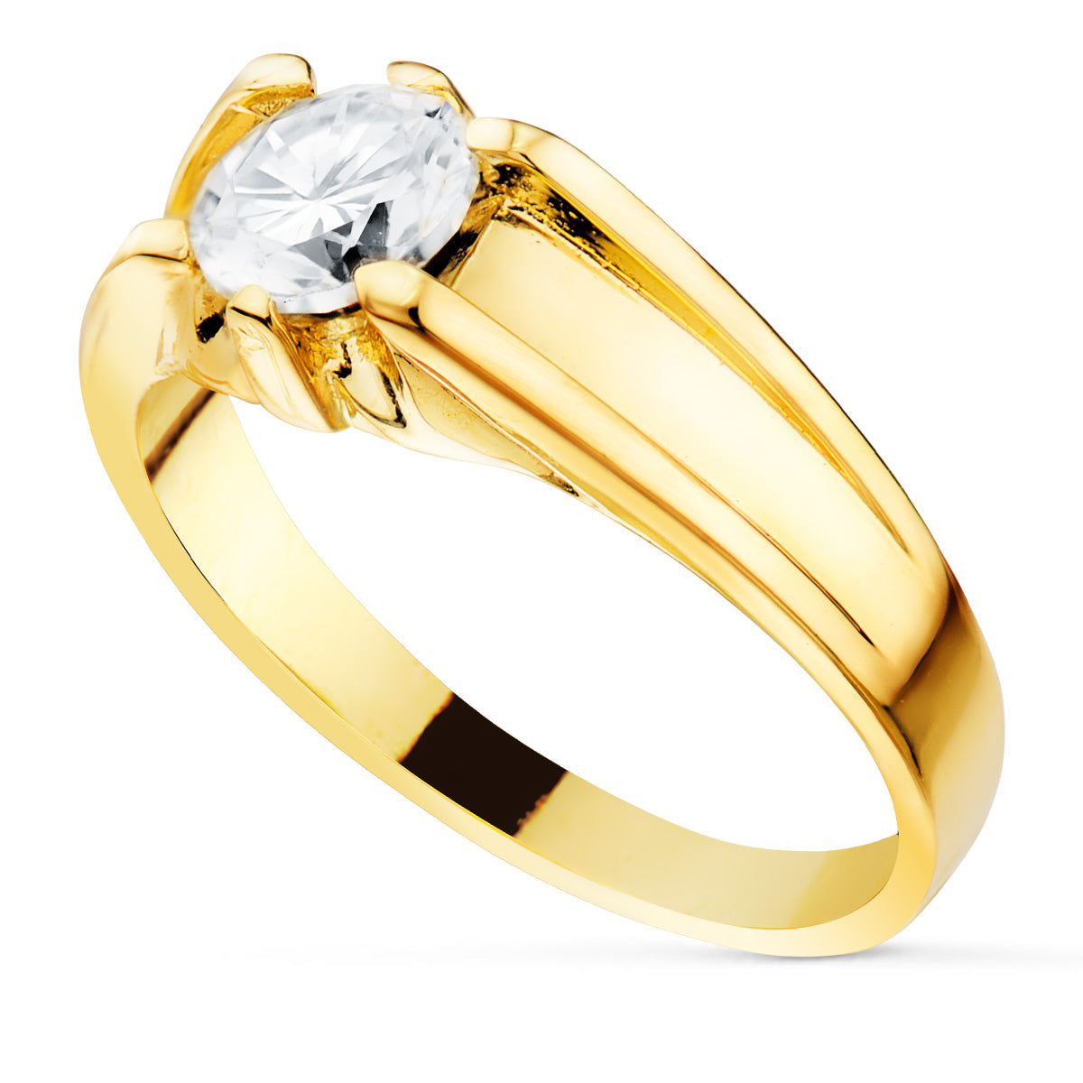 18K geelgouden solitaire ring voor heren