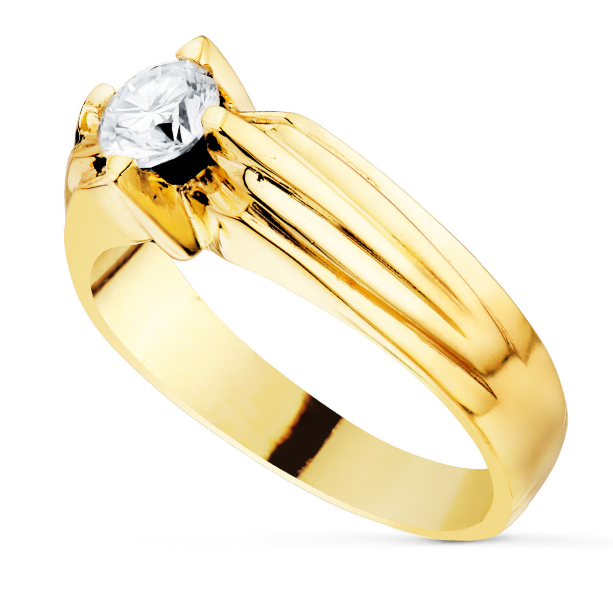 18K Bague Solitaire Homme en Or Jaune