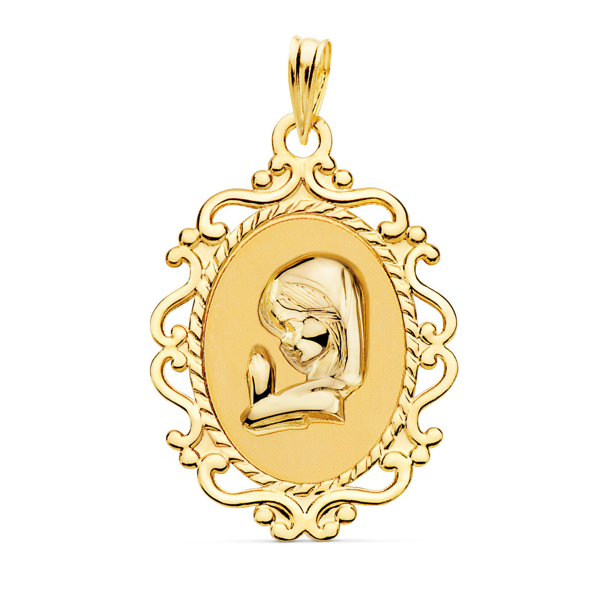 18K Médaille Ange en Filigrane 23X16 mm