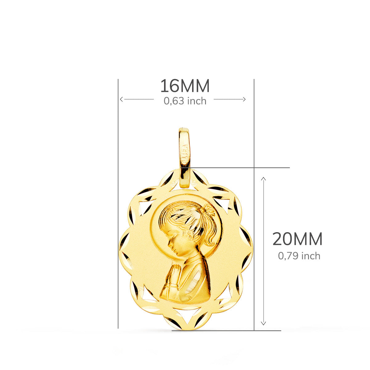18K gult gull Blank openwork medalje 20X16MM