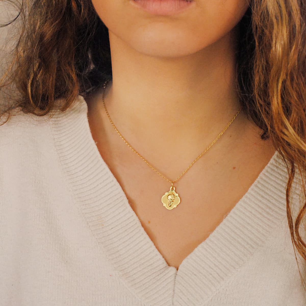 18K Médaille Vierge Marie 19X16 mm