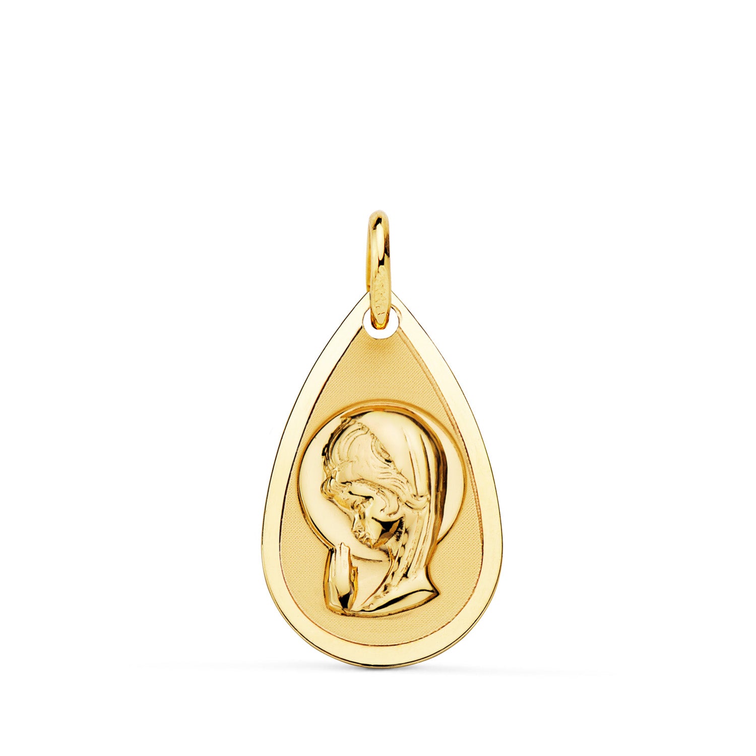 18K Médaille Facettée Vierge en Or Jaune 19X11MM