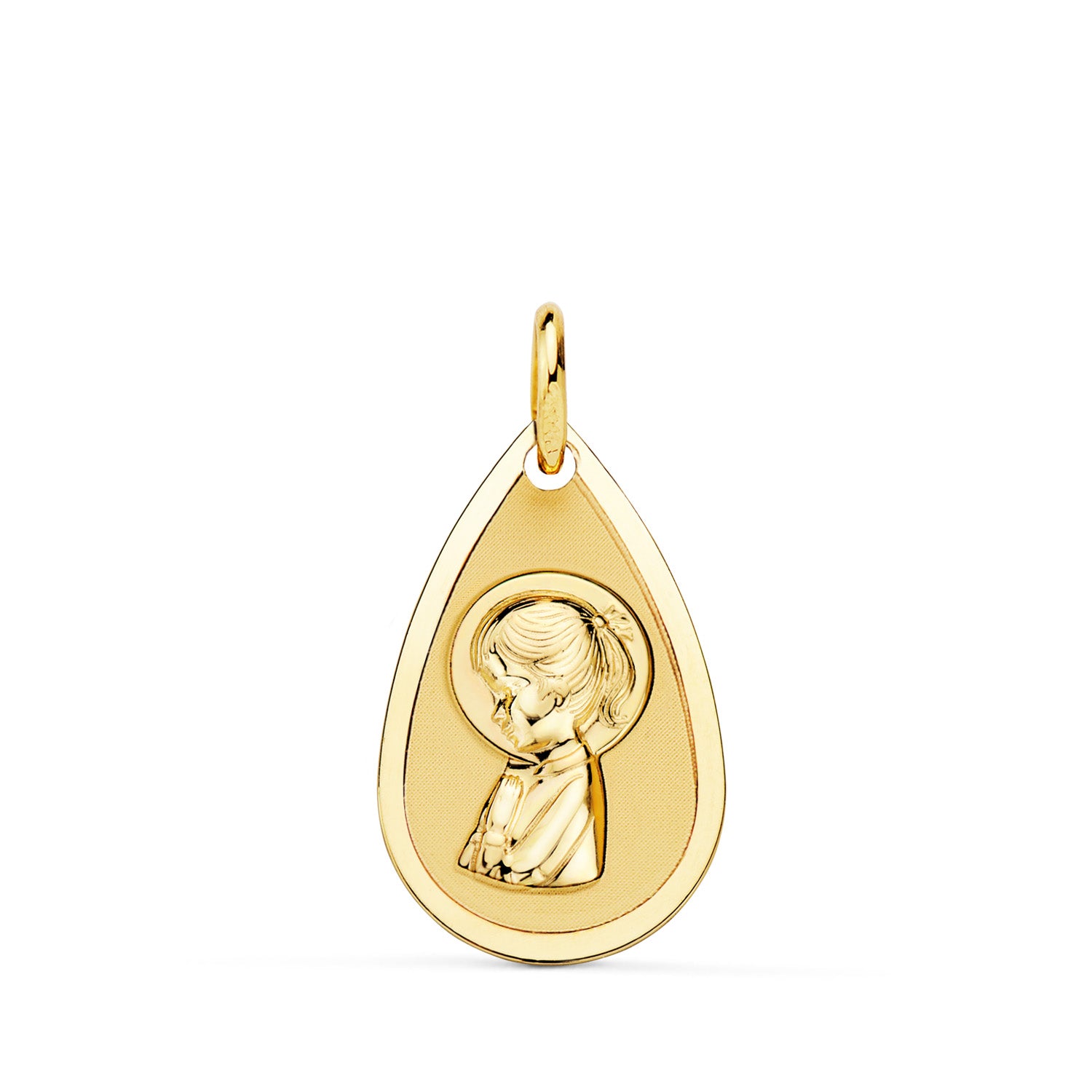 18K Médaille Facettée Vierge en Or Jaune 19X11MM