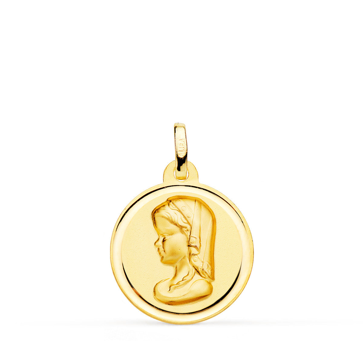 Lunette Médaille Matisée Vierge Fille 18K 18 mm