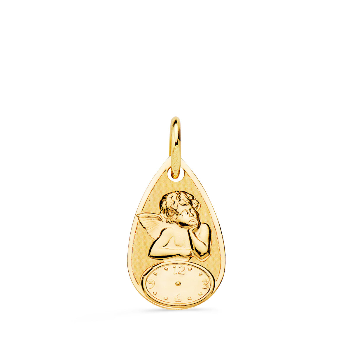 Médaille Goutte Angelito Burlon 18K avec Horloge Brillante et Mat 19X11 mm