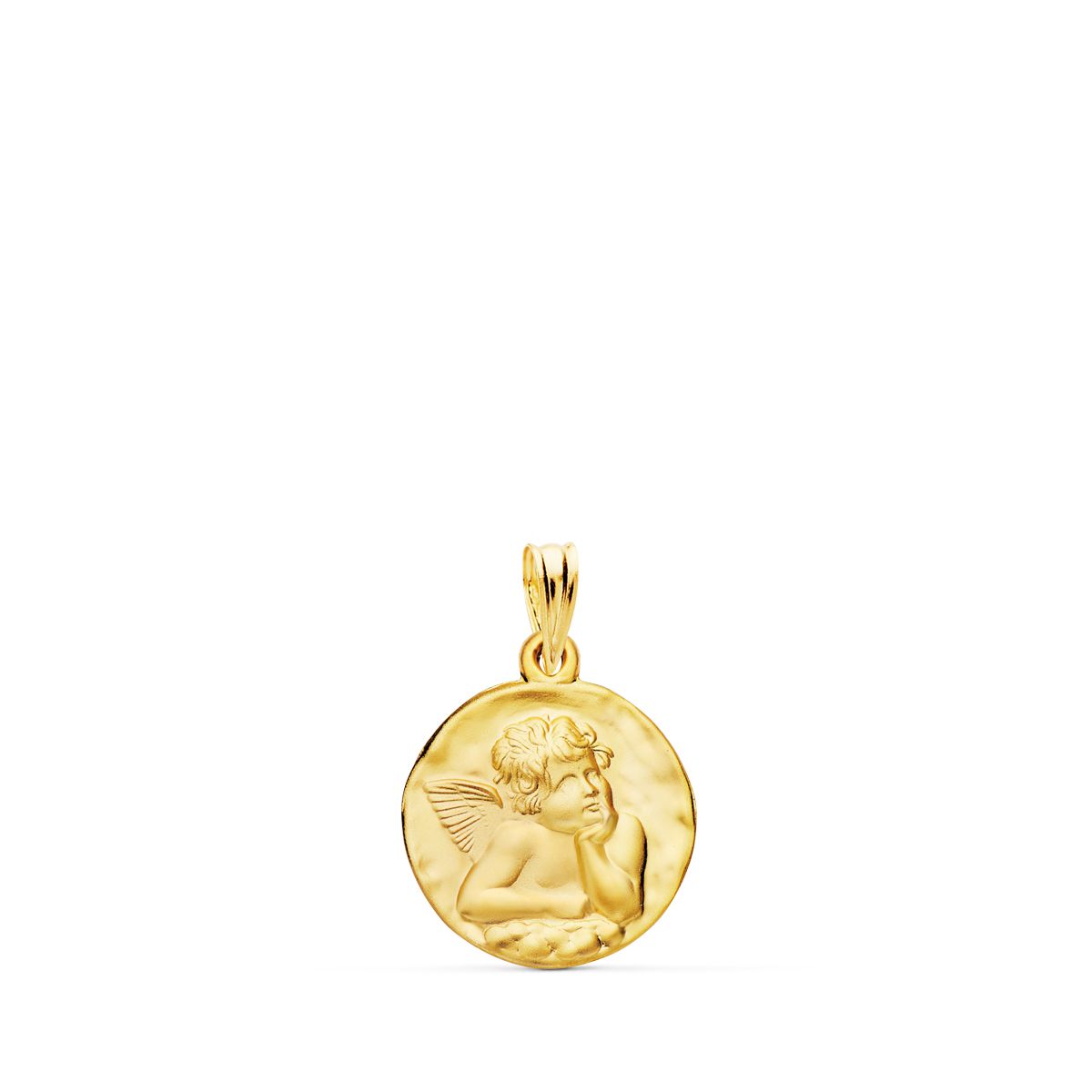 18K Médaille Sablée Angelot Rêveur 16MM