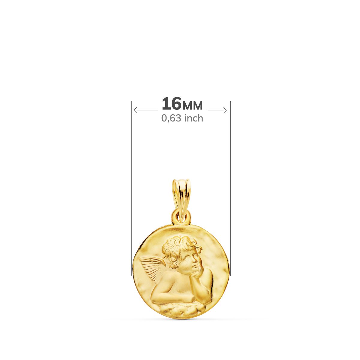 18K Médaille Sablée Angelot Rêveur 16MM