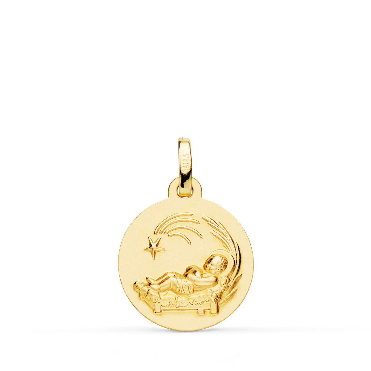 Médaillon en Or Jaune 18 Carats, Petit Garçon, Uni 16MM