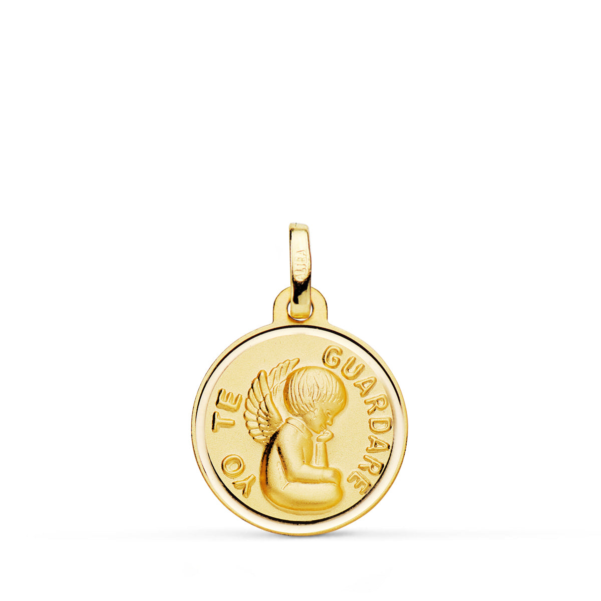 Médaille de Lange en Or Jaune 18K " I Will Keep You " Lunette 16 mm