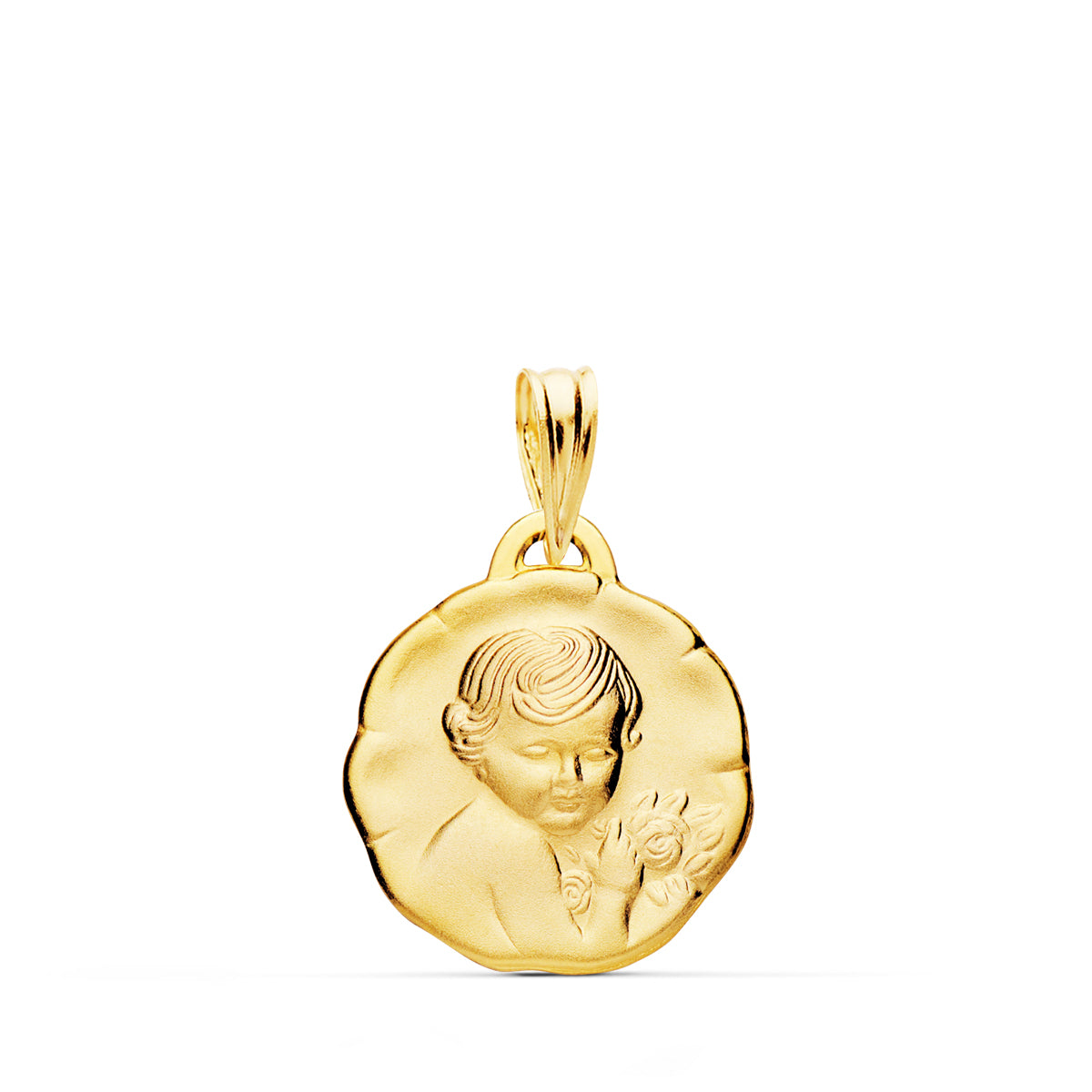 Médaille Ange Chérubin en Or Jaune 18K 15 mm