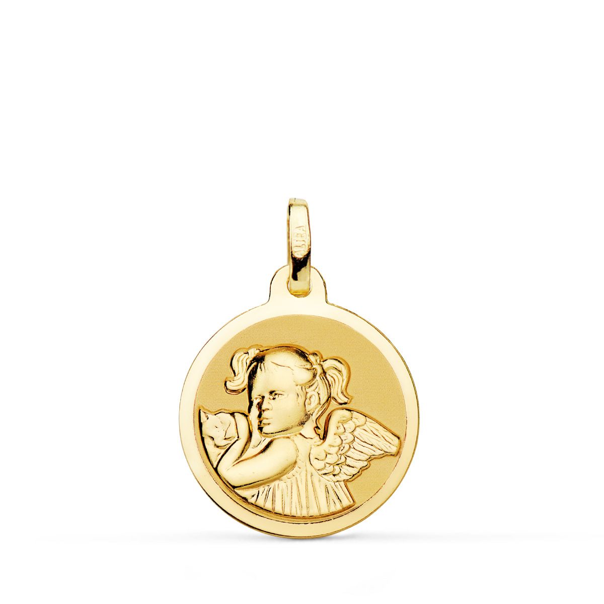 18K Médaille Or Jaune Ange Fille 18 mm