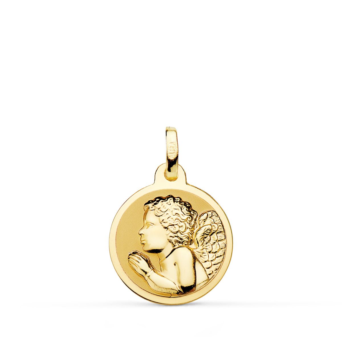 18K Médaille Or Jaune Ange en Prière 16 mm