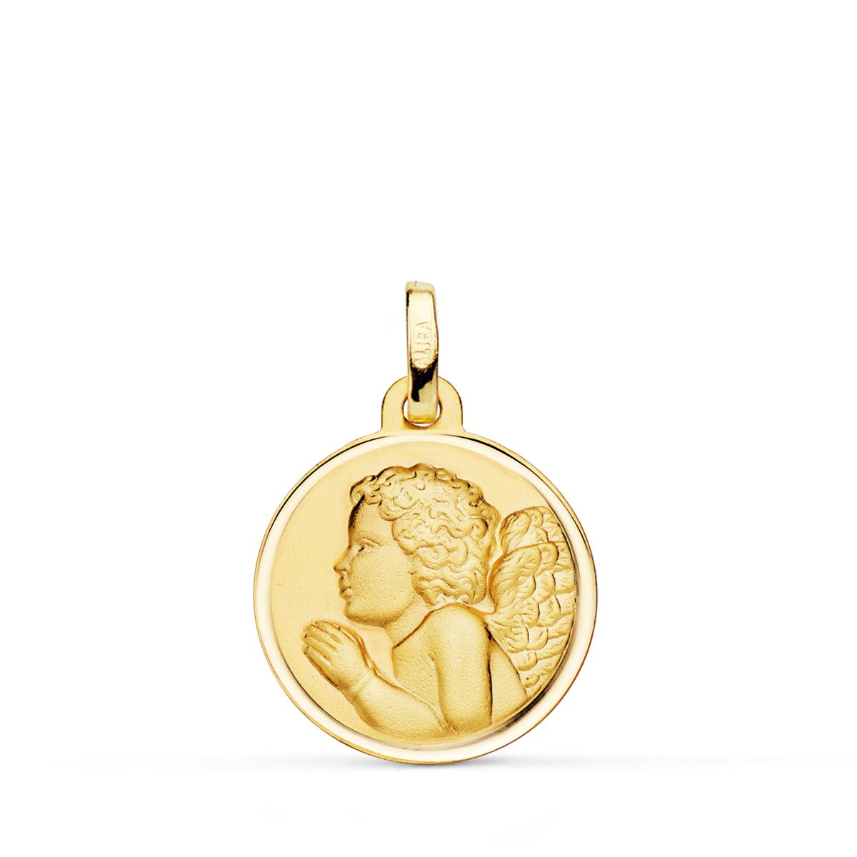 18K Médaille Or Jaune Ange en Priant 18 mm
